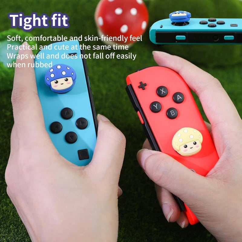 FlyingMage Switch Joycon Thumb Grips Caps, 4 PCS Cute Kawaii 3D Silicone Analog Thumbstick Button Cover Compatible with Nintendo Switch Lite/OLED Joystick Caps (Multicolor Mushroom) - Image 4